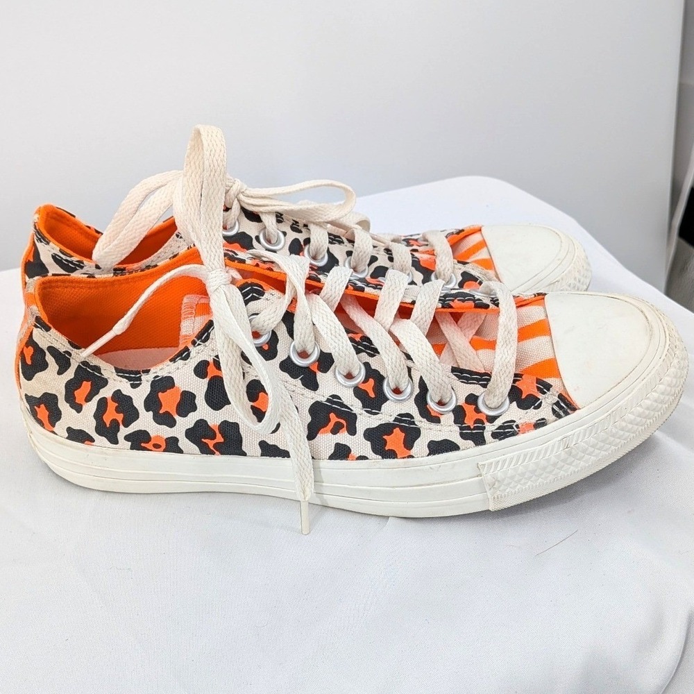 Converse All‎ Star Low Top Orange Leopard Stripe Sneakers Women's 6.5